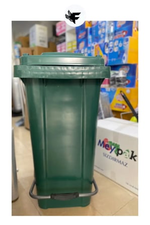 BÜYÜK BOY  pedallı 120 lt yeşil çöp konteyner  çöp kovası daire önü kapı ön