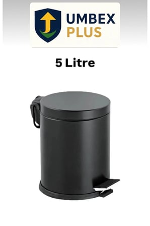 5 Litre Siyah Metal Pedallı Çöp Kovası Wc Banyo Çöp Kutusu