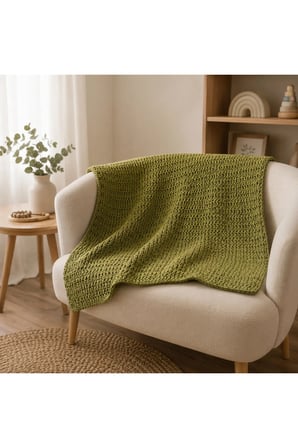El Örgüsü Bebek Battaniyesi Açık Yeşil - 90x90 cm - Yumuşak, Kadife İp