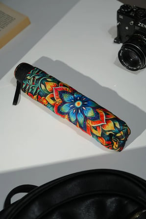 Mandala Desenli 8 Telli Manuel Rüzgara Dayanıklı Şemsiye