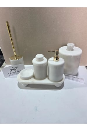 %100 Gerçek Mermer Banyo Seti Kendinden Kulplu