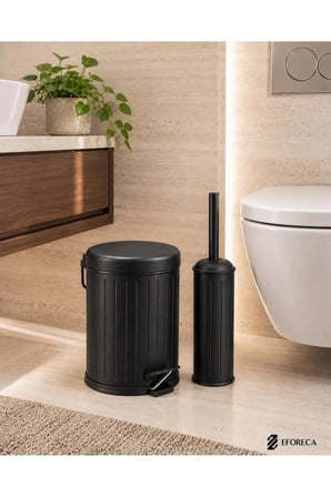 Line 2 li Çöp Kovası Banyo Seti Çizgili 5 Lt Siyah