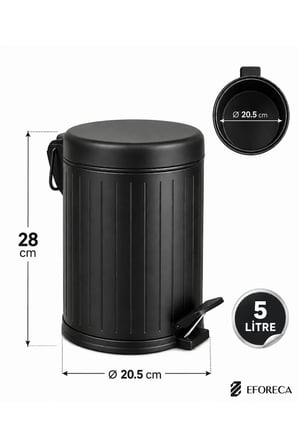 Line 2 li Çöp Kovası Banyo Seti Çizgili 5 Lt Siyah