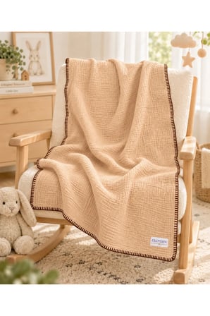 Müslin Bebek Örtü & Battaniye Bej – %100 Pamuk 100x140 cm