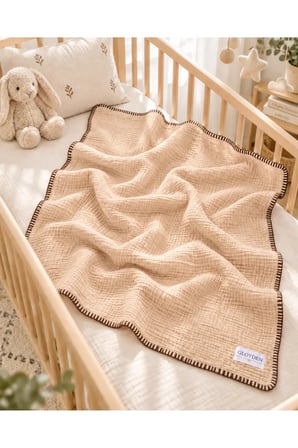 Müslin Bebek Örtü & Battaniye Bej – %100 Pamuk 100x140 cm