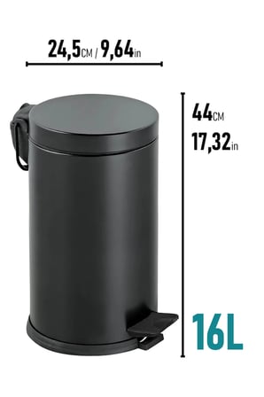 Pedallı Çöp Kovası Siyah 16 Lt