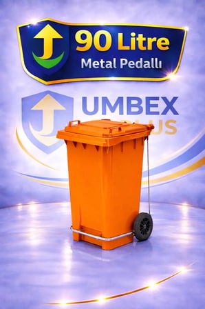 Metal Pedallı Çöp Konteyneri 90 Litre Konteyner ve 10 Adet Çöp Poşet Rulosu