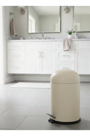 Bon Kapak 5 Litre Amortisörlü Krem Pedallı Çöp Kovası Hijyenik İç Kovalı Mu