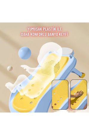 Bebek Banyo Yatağı ve Oturak Yeni Doğan Uyumlu Katlanır Küvet Aparatı Alt D