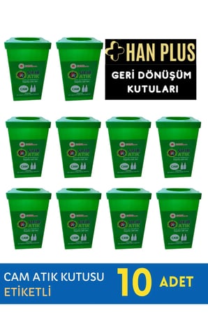 Geri Dönüşüm Kutusu Seti | 10 Adet Eti̇Ketli̇ - Yeşi̇L |  Kutusu