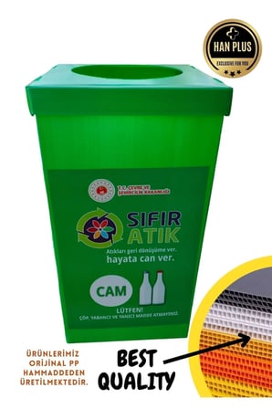 Geri Dönüşüm Kutusu Seti | 10 Adet Eti̇Ketli̇ - Yeşi̇L |  Kutusu