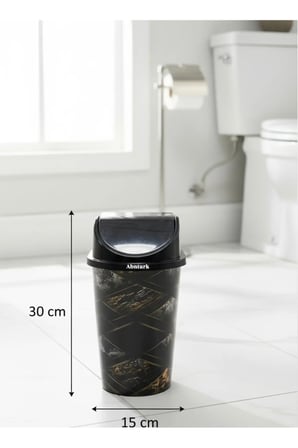 5 Litre Click Kapaklı 30x15 cm Siyah Baklava Desen Çöp Kovası