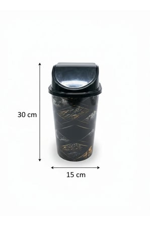 5 Litre Click Kapaklı 30x15 cm Siyah Baklava Desen Çöp Kovası