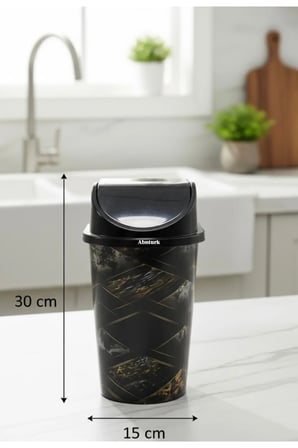 5 Litre Click Kapaklı 30x15 cm Siyah Baklava Desen Çöp Kovası