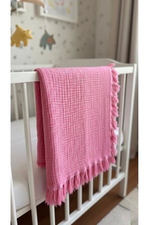 Bebek Battaniye %100 Pamuk Müslin & 4 Katlı & Fuşya (100X120 CM)(250 Gram)
