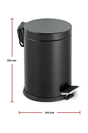 12 Litre Siyah Çöp Kovas Paslanmaz Pedallı Lüks Ofis Banyo Mutfak Tipi Çöp