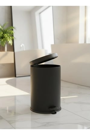 12 Litre Siyah Çöp Kovas Paslanmaz Pedallı Lüks Ofis Banyo Mutfak Tipi Çöp