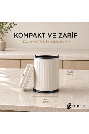2’li Mutfak Çöp Kovası Seti – Pedallı Büyük Boy & Tezgah Üstü Mini Kova Kre