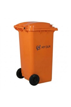 120 Litre Turuncu Plastik | Tekerlekli Kapaklı Çöp Konteyneri