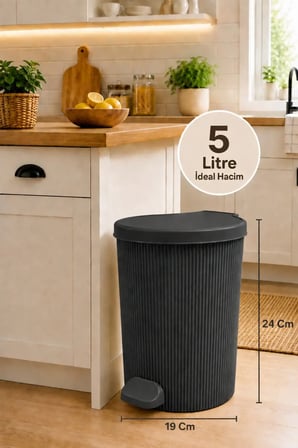 Stil 3 Lü 20-10-5 Litre Yuvarlak İç Kovalı Çöp Kovası Seti Banyo ve Mutfak