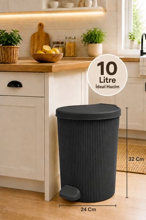 Stil 3 Lü 20-10-5 Litre Yuvarlak İç Kovalı Çöp Kovası Seti Banyo ve Mutfak