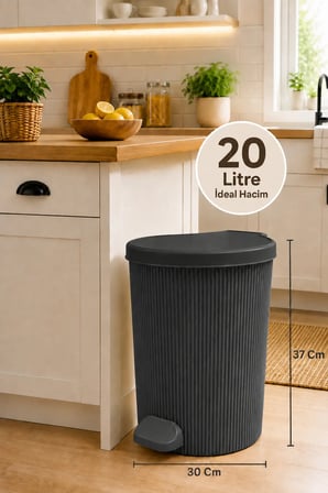 Stil 3 Lü 20-10-5 Litre Yuvarlak İç Kovalı Çöp Kovası Seti Banyo ve Mutfak