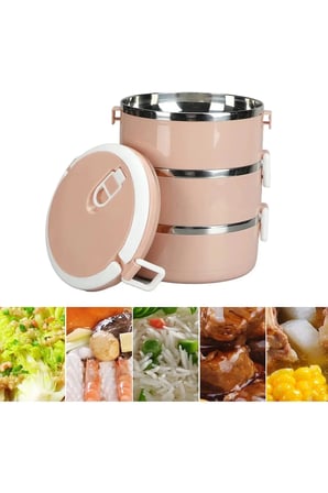 3 Katlı Sızdırmaz Yemek Termosu Çelik Sefer Tası 1.8 L