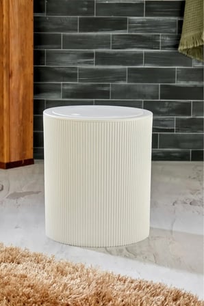 6,5 Lt Yuvarlak Çizgi Model Banyo Mutfak Çöp Kovası Beyaz