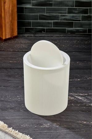 6,5 Lt Yuvarlak Çizgi Model Banyo Mutfak Çöp Kovası Beyaz
