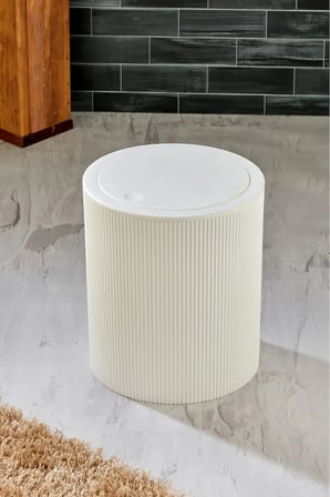 6,5 Lt Yuvarlak Çizgi Model Banyo Mutfak Çöp Kovası Beyaz