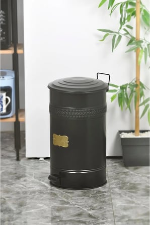30 Litre Siyah Çöp Kovası Paslanmaz Yanmaz