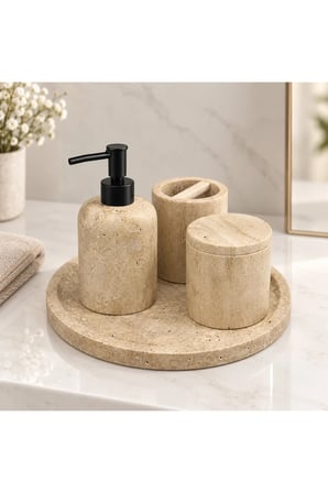 Traverten Tas 4 Parca Banyo Seti
