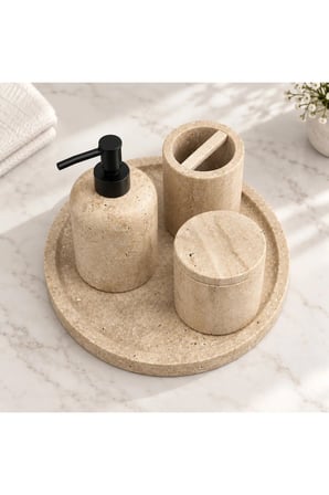 Traverten Tas 4 Parca Banyo Seti