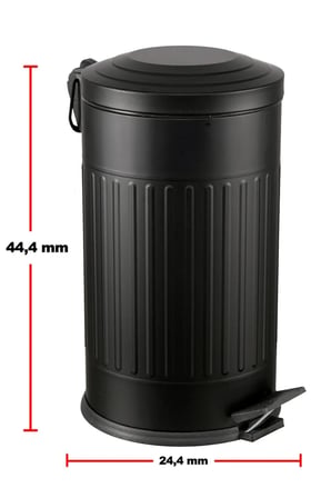 16 LT  Vintage Serisi Amortisör Kapaklı Siyah Çöp Kovası (BANYO - MUTFAK -