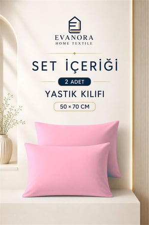 Riva Serisi Pembe 2'li Yastık Kılıfı Seti 50 x 70 cm