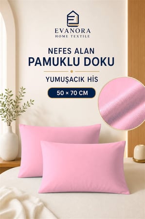Riva Serisi Pembe 2'li Yastık Kılıfı Seti 50 x 70 cm