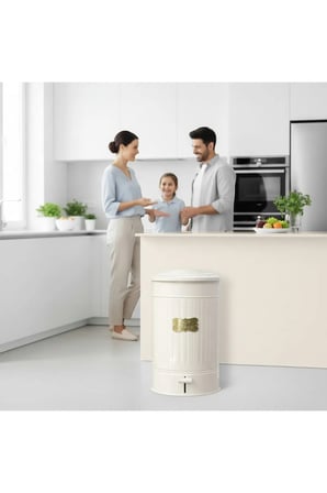 30 Litre Pedallı Metal Çöp Kovası | Fırın Boya Paslanmaz | Kovasız | 52x28