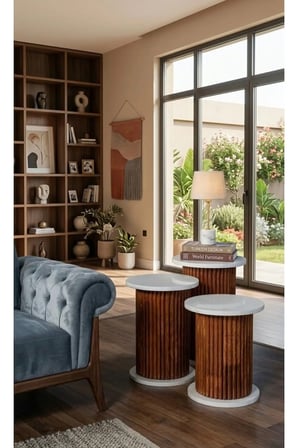 Bohem zigon sehpa 3 lü takım 40cm üst çapları 45 50 55
