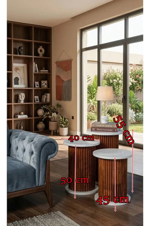 Bohem zigon sehpa 3 lü takım 40cm üst çapları 45 50 55