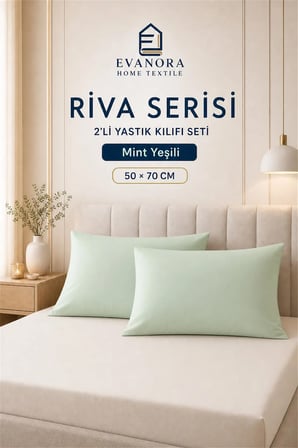 Riva Serisi Mint Yeşil 2'li Yastık Kılıfı Seti 50 x 70 cm
