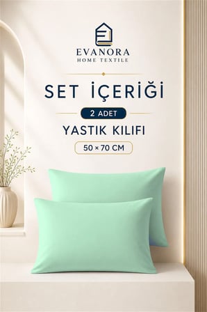 Riva Serisi Mint Yeşil 2'li Yastık Kılıfı Seti 50 x 70 cm