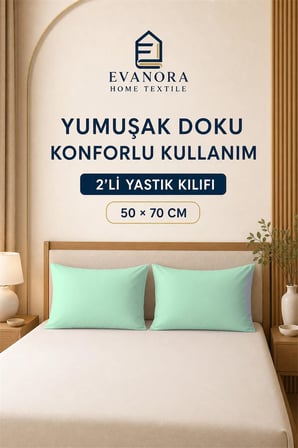 Riva Serisi Mint Yeşil 2'li Yastık Kılıfı Seti 50 x 70 cm