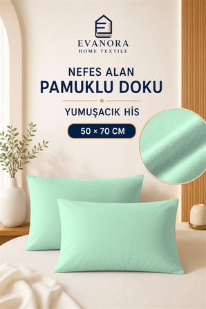 Riva Serisi Mint Yeşil 2'li Yastık Kılıfı Seti 50 x 70 cm