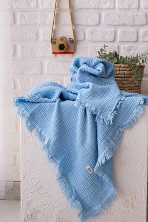 Muslin 4 Katli Bebek Battaniyesi 110Cm X 110Cm Organik Pamuk