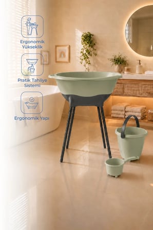 Elegant Yenidoğan Bebek Banyo Küvet Seti Soft Yeşil