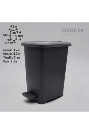 Pedallı Çöp Kovası 8 Lt - Mutfak, Banyo ve Ofis İçin Çöp Kutusu