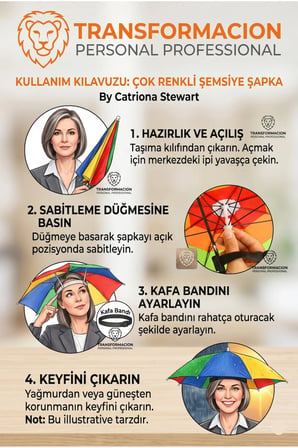 Katlanabilir Kafa Şemsiyesi - Güneş ve Yağmur İçin Eğlenceli Şapka
