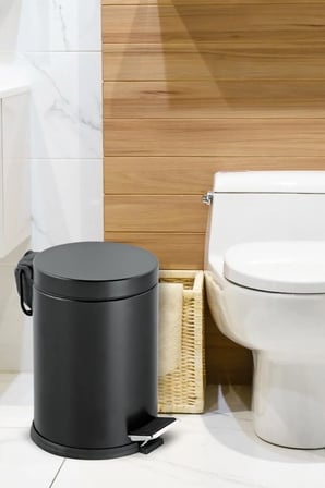Çöp Kovası 3 Litre Siyah Paslanmaz Çelikli Pedallı Çöp Kutusu Tuvalet Banyo