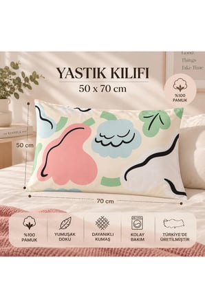 %100 Pamuk Saten 2’li Yastık Kılıfı 50x70 cm