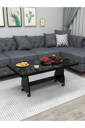 Tekerlekli Orta Sehpa 60x100cm Çalışma Masası Balkon Masası MDF
